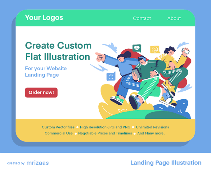 Gig Preview - Create flat illustration for your website landing page