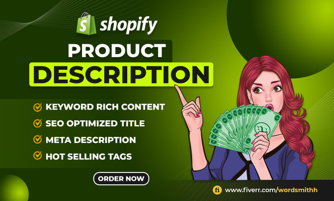 Gig Preview - Write SEO optimized shopify product description with title