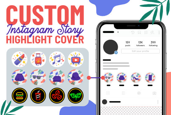 Gig Preview - Create customized icons for instagram story highlight  cover