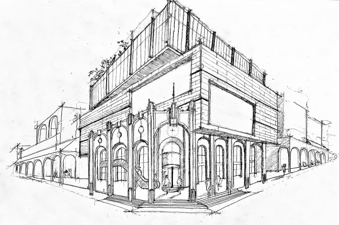 Gig Preview - Create hand drawn architecture, building, urban line sketch