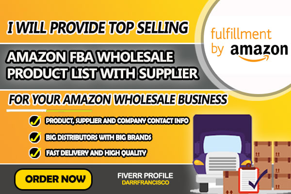 Gig Preview - Provide top selling list of amazon fba wholesale products and their suppliers