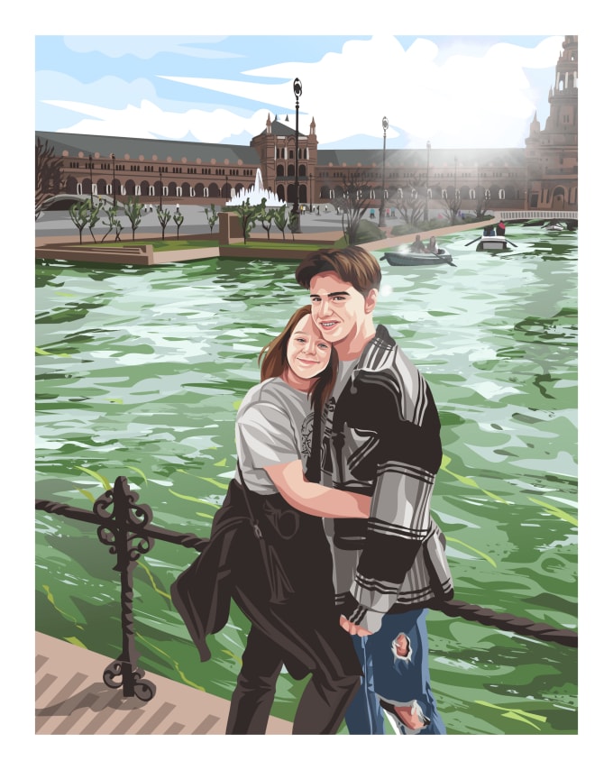 Gig Preview - Draw your couple photo into cartoon art