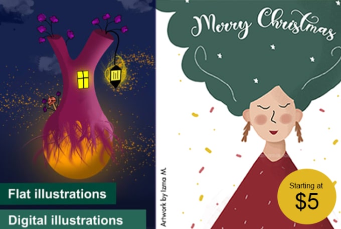 Gig Preview - Do creative digital or flat illustrations or book illustration