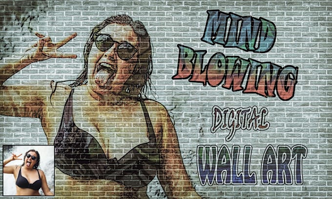 Bestseller - edit your photo as a brick wall street graffiti art