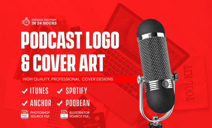 Gig Preview - Design podcast cover podcast logo, podcast thumbnail