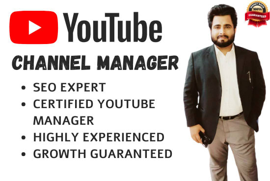 Gig Preview - Your certified youtube manager for channel promotion and growth