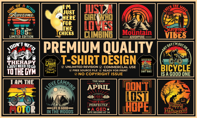 Gig Preview - Do custom t shirt design and bulk t shirt design