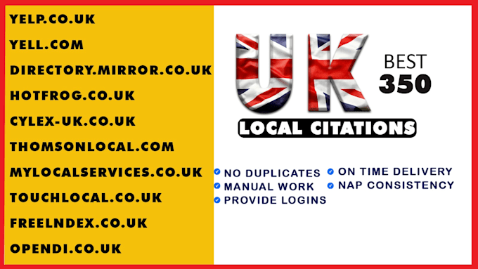 Gig Preview - Build top 350 UK local citations and directory submission for local business SEO