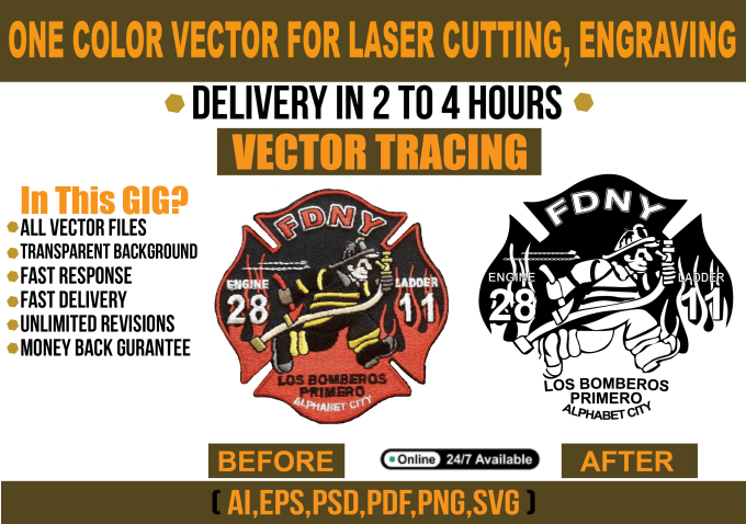 Gig Preview - Make logo, image one color vector for laser cutting, engraving and line art