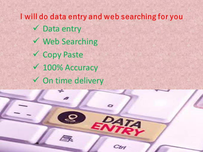 Gig Preview - Provide my virtual assistance for data entry, typing and web searching