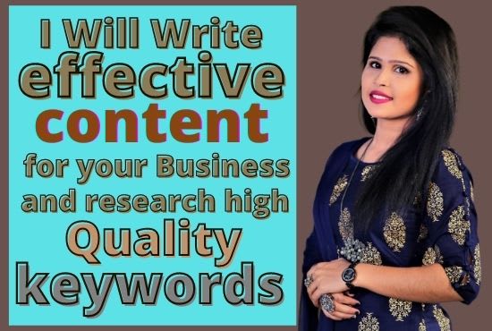 Gig Preview - Write effective content for your business and research high keywords