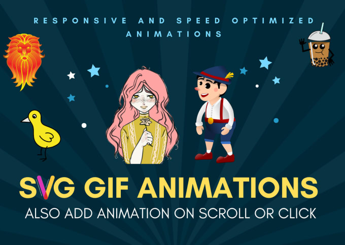 Gig Preview - Add svg gif animations to your website html css js