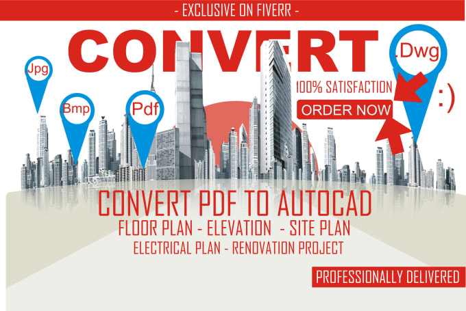 Gig Preview - Convert pdf, sketch or image drawing to autocad dwg