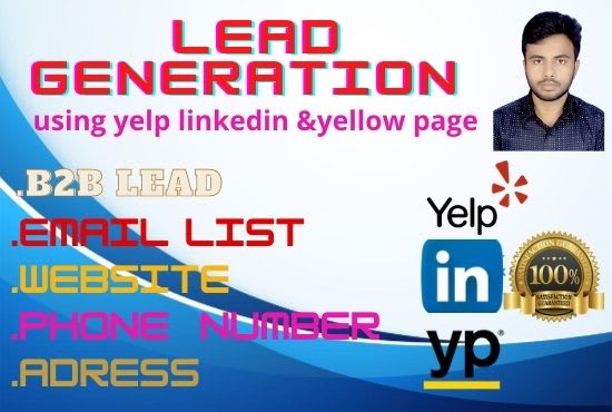 Gig Preview - Do b2b lead generation using yelp linkedin  yellow page