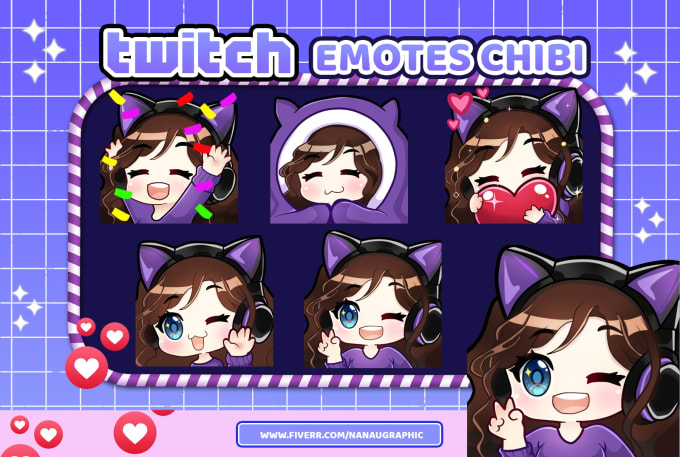 Gig Preview - Create custom twitch emotes chibi