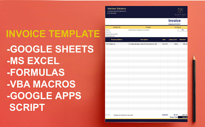 Gig Preview - Create invoice design template in ms excel and google sheets