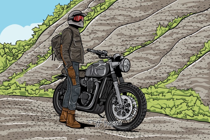 Bestseller - create motorcycle vector line art illustration