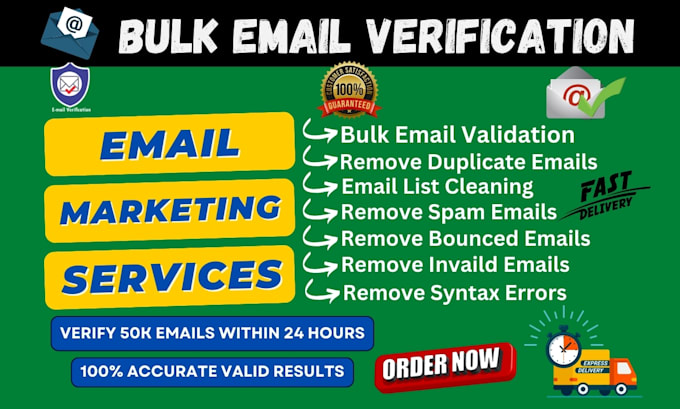 Gig Preview - Do bulk email verification, validation, and email list cleaning