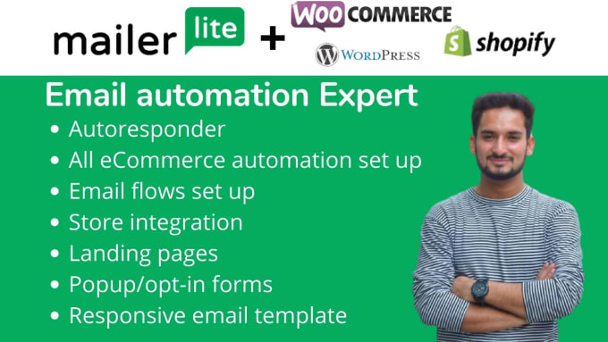 Gig Preview - Do mailerlite setup email automation popup landing page