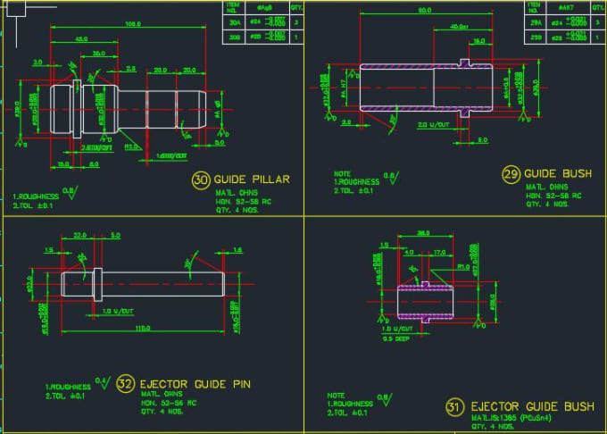 Gig Preview - Do 2d manufacturing drawing, part drawing on autocad