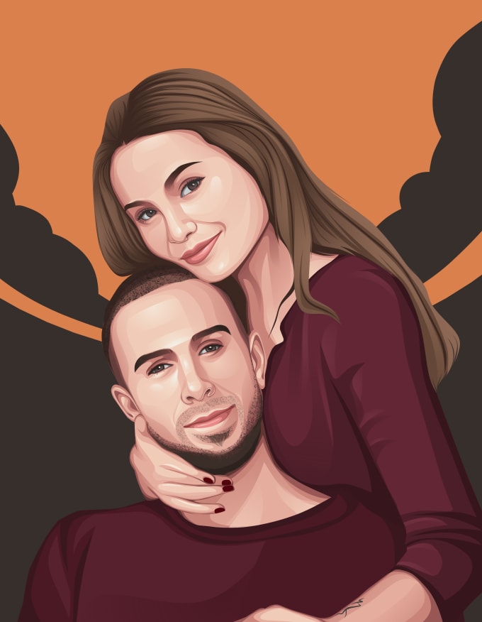 Gig Preview - Draw couple,family,or group to vector art portrait