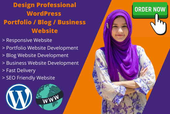 Gig Preview - Build professional wordpress portfolio,blog,business website