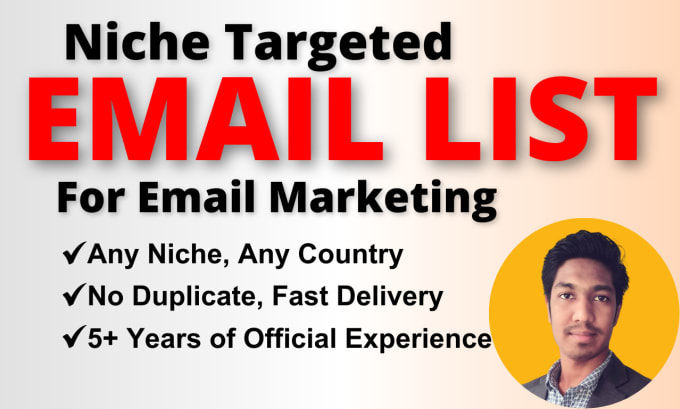 Gig Preview - Provide verified niche targeted email list for email marketing