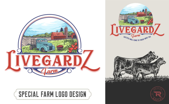 Gig Preview - Create vintage farm  design logo hand drawn illustration