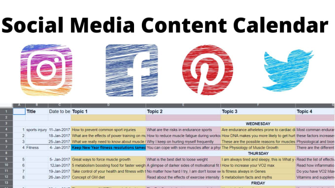 Bestseller - create a social media content calendar for you  personalized