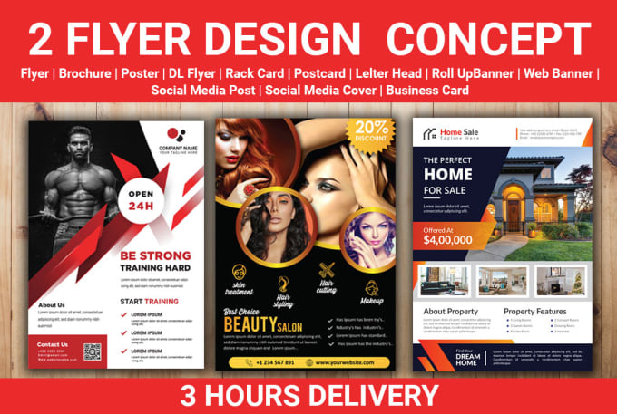 Gig Preview - Flyer design, bifold brochure, postcard, leaflet, trifold, catalog in 3 hours