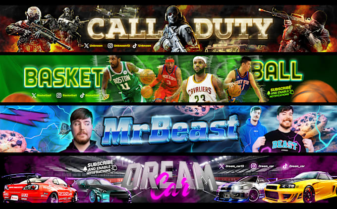 Gig Preview - Design an eye catching banner for youtube, twitch etc