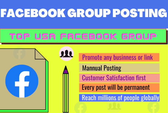 Bestseller - post any ads or page link in top 100 USA facebook group