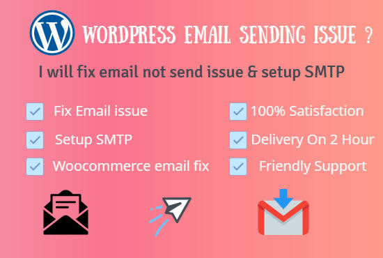 Gig Preview - Fix the wordpress email issue or setup the SMTP server