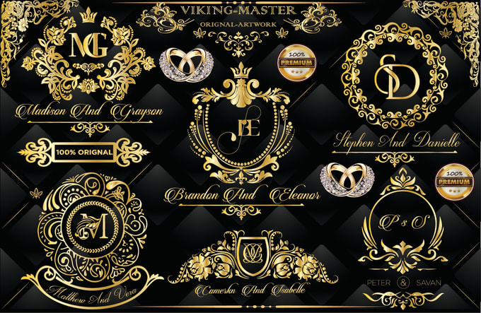 Gig Preview - Design custom luxury royal wedding monogram logo