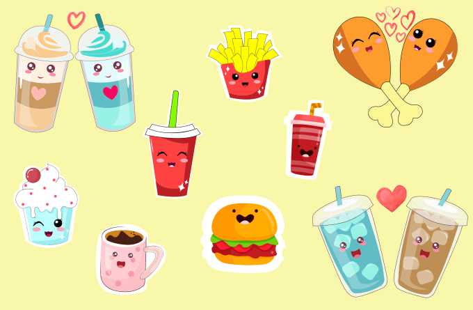 Gig Preview - Design cute food stickers, emojis, character