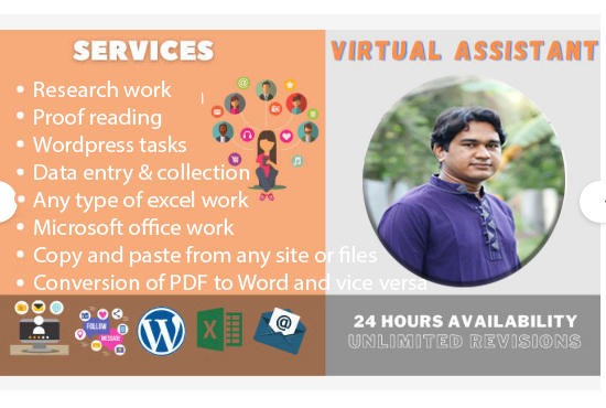 Gig Preview - Be your virtual assistant for data entry and web research