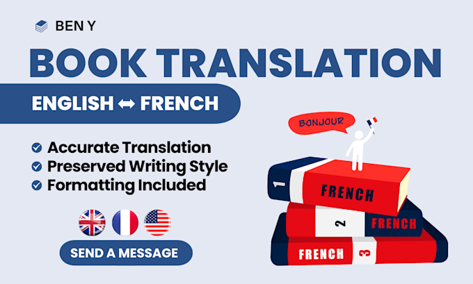 Gig Preview - Do book translation english to french or french to english