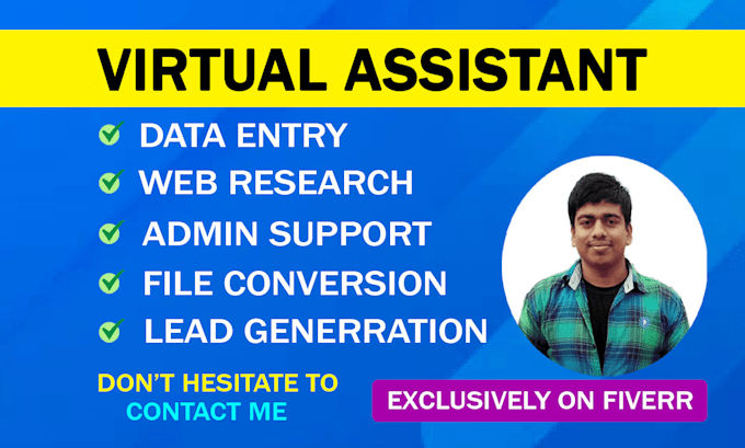 Gig Preview - Be your virtual assistant for data entry, copy paste, data mining, web research