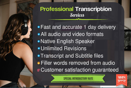 Bestseller - transcribe 60 mins of audio or video transcription in 24 hours