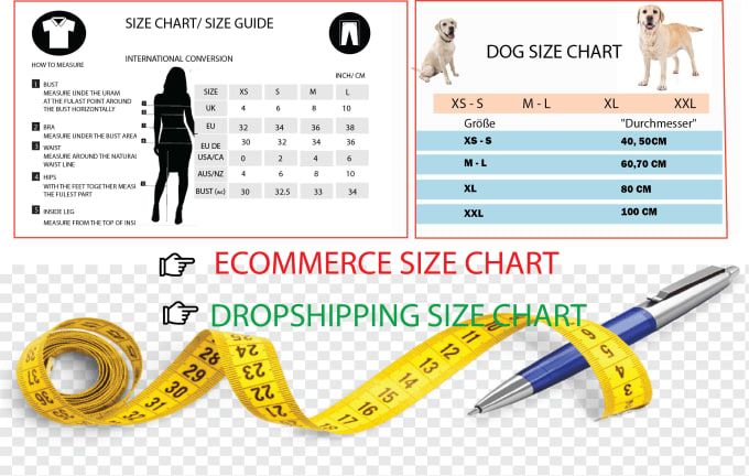 Gig Preview - Create a product size chart or size guide for you