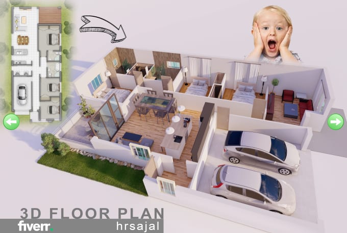 Gig Preview - Create architectural 3d floor plan, 2d floor plan, rendering