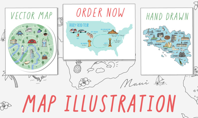 Gig Preview - Draw custom vector travel map illustration design