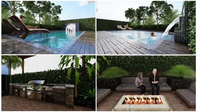 Gig Preview - Design your landscape, backyard ,with realistic render