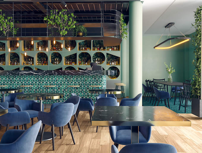 Gig Preview - Design a spectacular interior for your restaurant or cafe