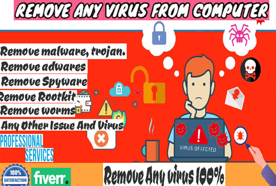 Gig Preview - Permanently remove clean virus, malware, spyware, adware from computer