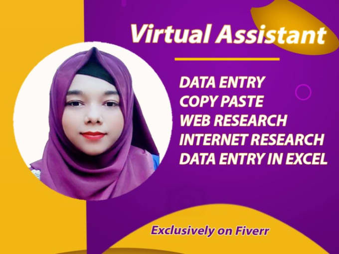 Gig Preview - Do perfect data entry, web research, and virtual assistant