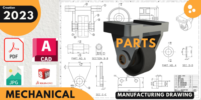 Gig Preview - Design 2d mechanical part drawing using autocad