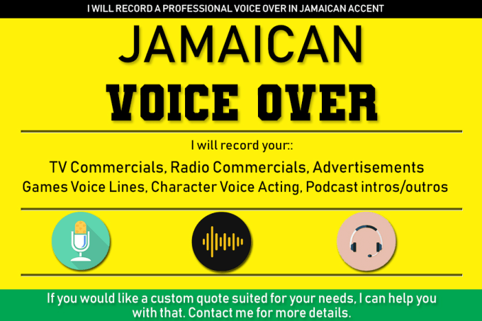 Gig Preview - Record a professional voice over in jamaican accent