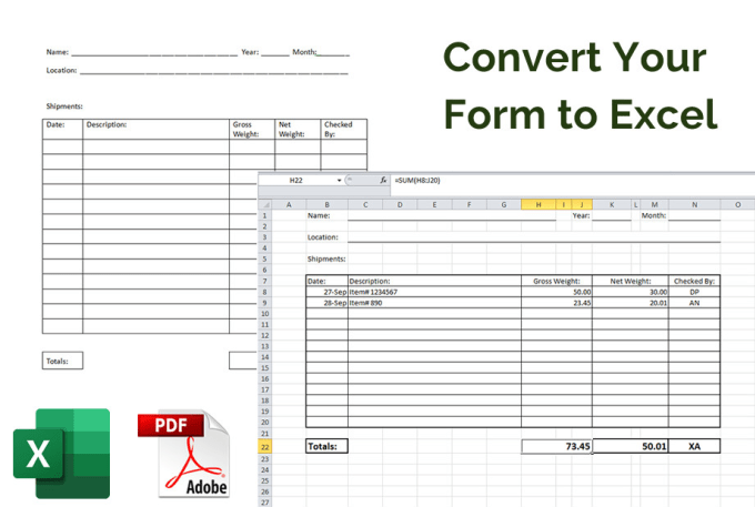 Gig Preview - Convert your form to excel