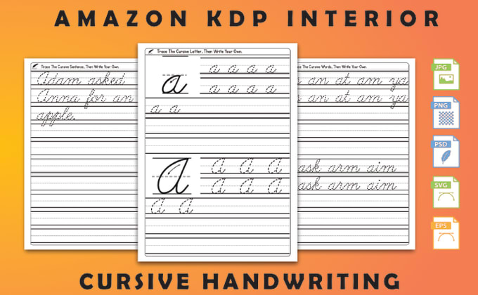 Gig Preview - Create custom cursive handwriting tracing workbook for KDP